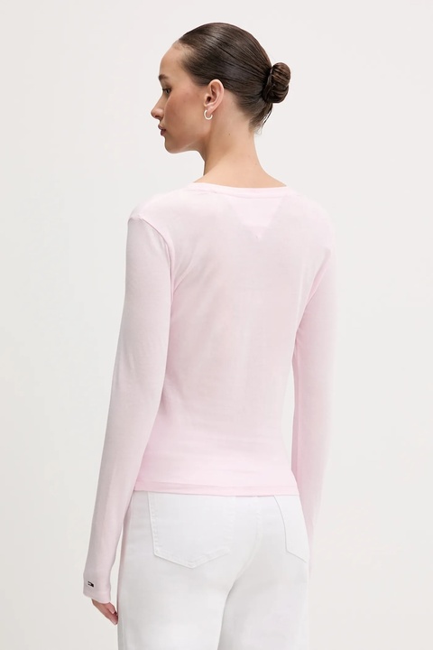 Tommy Jeans longsleeve bawełniany kolor różowy DW0DW21844 - zdjęcie produktu nr 2