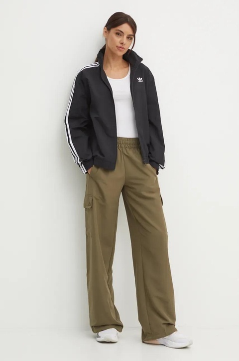 adidas Originals kurtka Woven Tracktop damska kolor czarny przejściowa oversize JD5331 - zdjęcie produktu nr 2