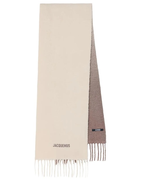 Jacquemus logo-detail fringed scarf - Neutrals - zdjęcie produktu nr 1