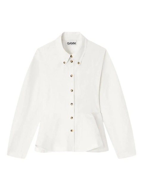 GANNI peplum-hem cotton shirt - White - zdjęcie produktu nr 1