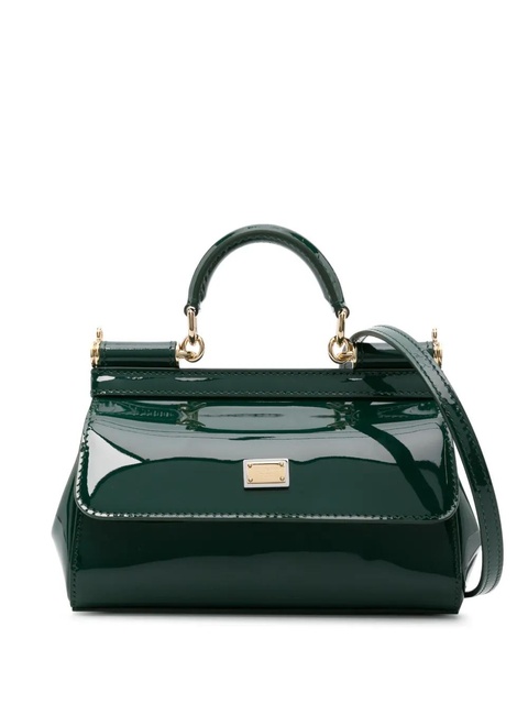 Dolce & Gabbana small Sicily patent-leather tote bag - Green - zdjęcie produktu nr 1