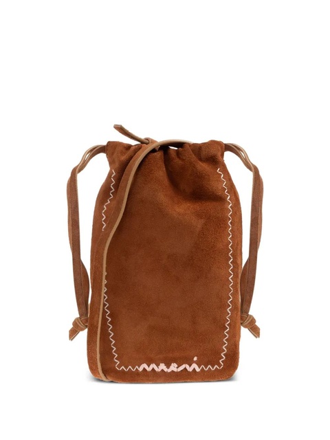 Marni drawstring suede-leather cross body bag - Brown - zdjęcie produktu nr 1