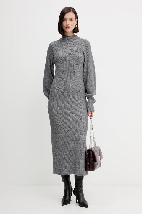 Twinset sukienka z wełną kolor szary maxi prosta 252TT3460 - zdjęcie produktu nr 2