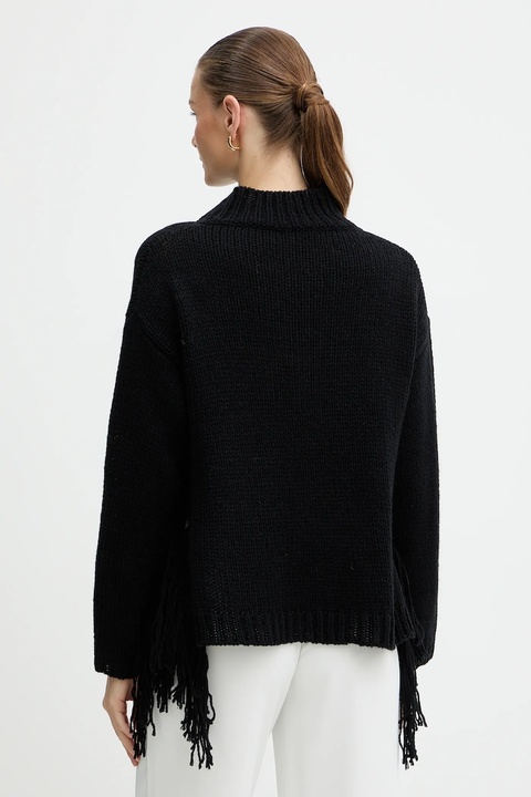 Marella sweter z dodatkiem wełny Emme by Marella damski kolor czarny ciepły z półgolfem 2525366082200 - zdjęcie produktu nr 2