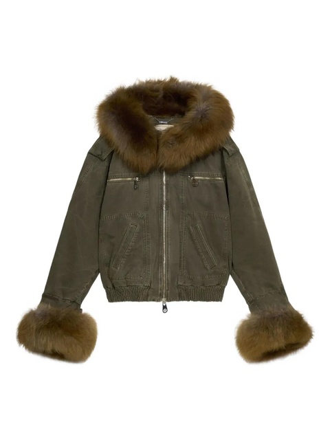 Blumarine fur-trimmed bomber jacket - Green - zdjęcie produktu nr 1