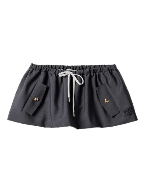 Miu Miu Bonded logo-detail drawstring skirt - Blue - zdjęcie produktu nr 1