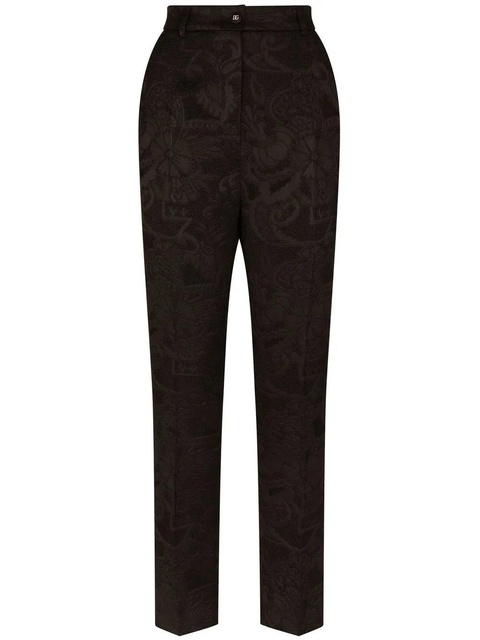 Dolce & Gabbana floral-jacquard tapered-leg trousers - Black - zdjęcie produktu nr 1