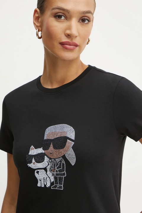 Karl Lagerfeld t-shirt bawełniany damski kolor czarny A1W17131 - zdjęcie produktu nr 2