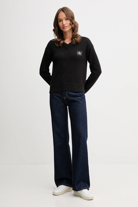 Calvin Klein Jeans sweter bawełniany damski kolor czarny LV047D352G - zdjęcie produktu nr 2