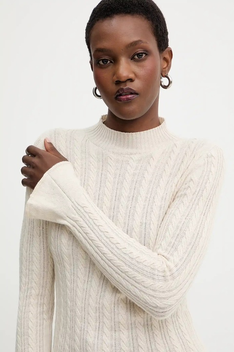 Twinset sweter z wełną damski kolor beżowy lekki 252TP3321 - zdjęcie produktu nr 2