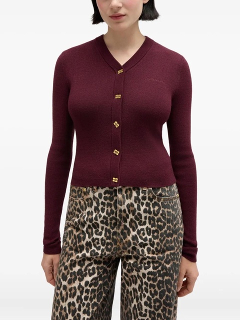 GANNI buttoned V-neck cardigan - Red - zdjęcie produktu nr 2