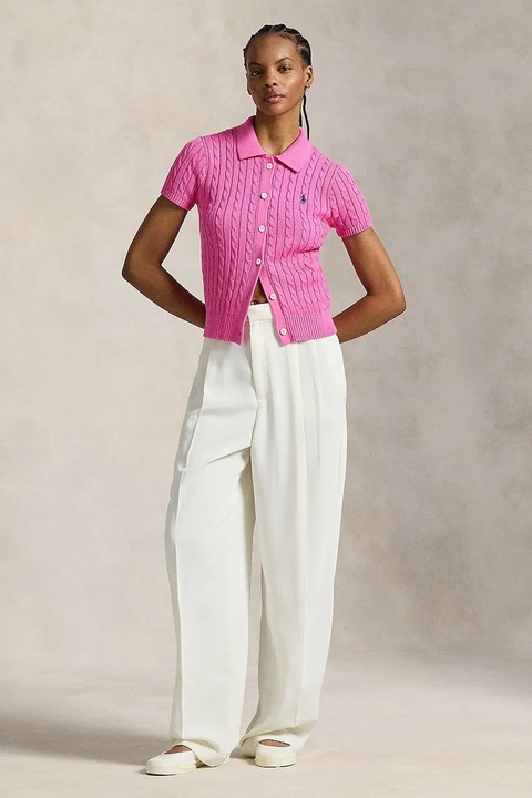 Polo Ralph Lauren koszula bawełniana damska kolor różowy slim z kołnierzykiem klasycznym 211963486 - zdjęcie produktu nr 2