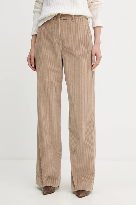 Weekend Max Mara spodnie sztruksowe TANIA damskie kolor beżowy proste high waist 2525136092600 - zdjęcie produktu nr 1