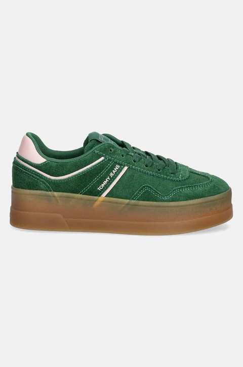 Tommy Jeans sneakersy zamszowe THE GREENWICH FLATFORM SUEDE kolor zielony EN0EN02734 - zdjęcie produktu nr 2