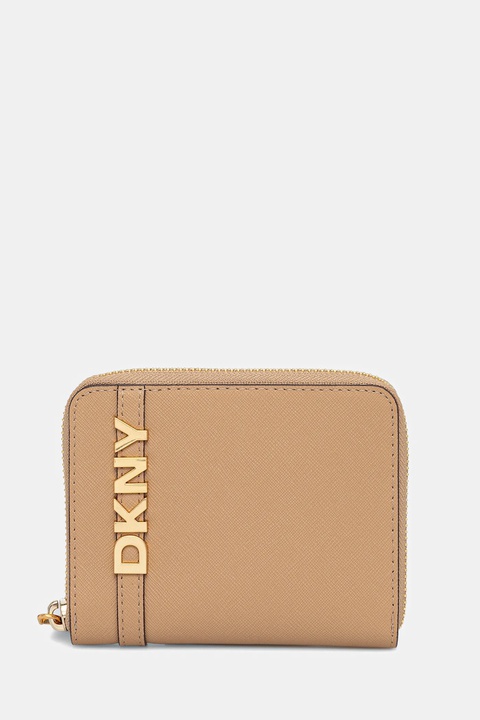 Dkny portfel skórzany damski kolor beżowy R521KM25 - zdjęcie produktu nr 1