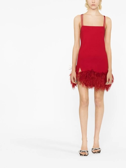 The Attico Fujiko feather-trim minidress - Red - zdjęcie produktu nr 2