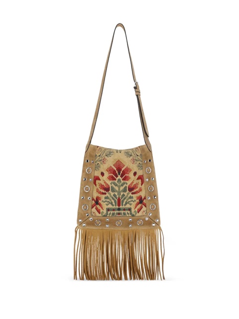 Valentino Garavani Nellcôte floral-embroidered fringe shoulder bag - Neutrals - zdjęcie produktu nr 2