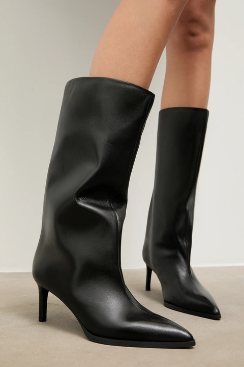 Answear.LAB kozaki skórzane kolor czarny na szpilce - zdjęcie produktu nr 2