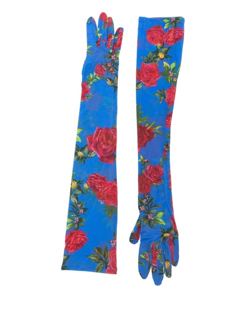 Magda Butrym floral-print gloves - Blue - zdjęcie produktu nr 1