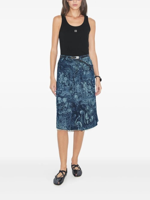 Tory Burch printed denim skirt - Blue - zdjęcie produktu nr 2