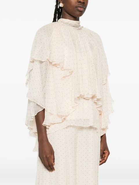 ZIMMERMANN pleated polka-dot blouse - Neutrals - zdjęcie produktu nr 2