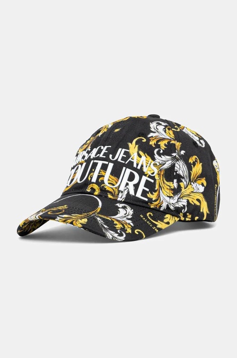 Versace Jeans Couture czapka z daszkiem bawełniana damska kolor czarny wzorzysta 78HAZK10 ZG364 - zdjęcie produktu nr 1