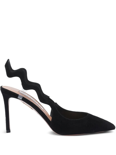 Aquazzura 85mm Artiste Sling wave-detail slingback pumps - Black - zdjęcie produktu nr 1