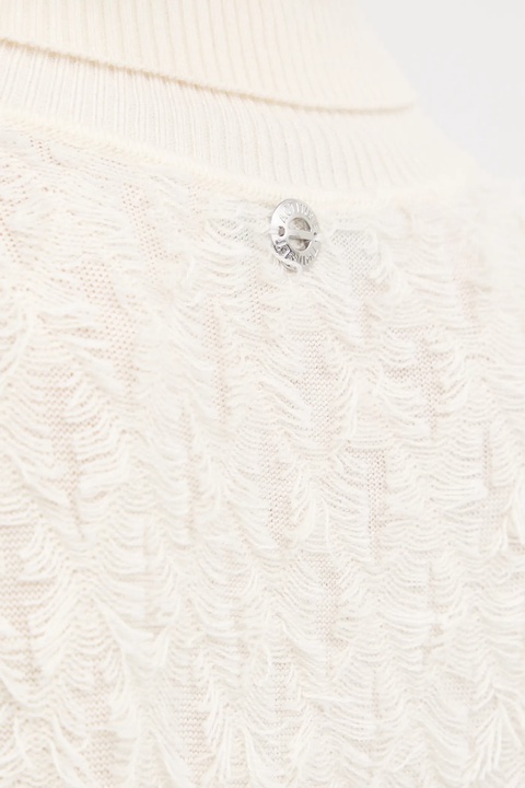 Twinset sweter z domieszką wełny damski kolor beżowy lekki z golfem 252AP3200 - zdjęcie produktu nr 2