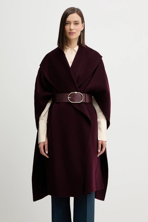 Elisabetta Franchi poncho wełniane kolor bordowy CP67D56E2 - zdjęcie produktu nr 1