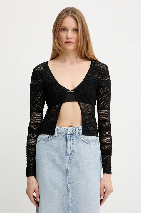 Guess kardigan NELLIE damski kolor czarny lekki W5GR15 Z3E22 - zdjęcie produktu nr 1