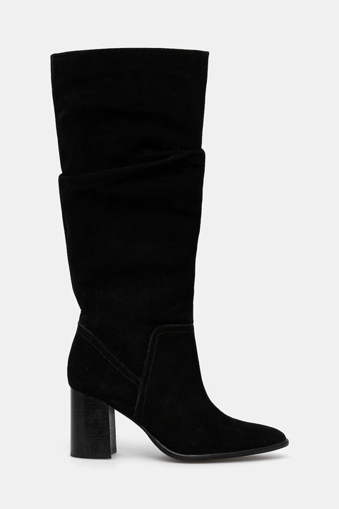 Medicine kozaki zamszowe kolor czarny na słupku - zdjęcie produktu nr 1