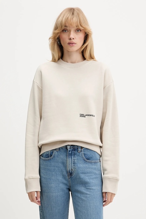 Karl Lagerfeld Jeans bluza damska kolor beżowy z nadrukiem A4W20003 - zdjęcie produktu nr 1