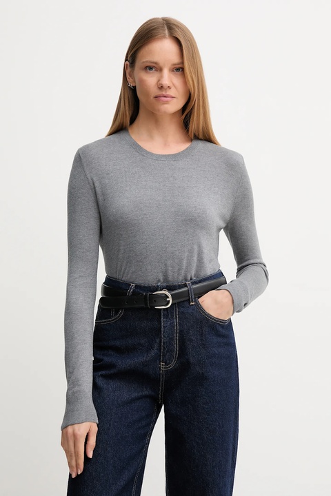 United Colors of Benetton sweter z dodatkiem jedwabiu kolor szary lekki 1ZRED10CP - zdjęcie produktu nr 1