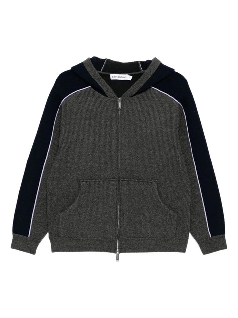 Self-Portrait ribbed knit sweatshirt - GREY - zdjęcie produktu nr 1