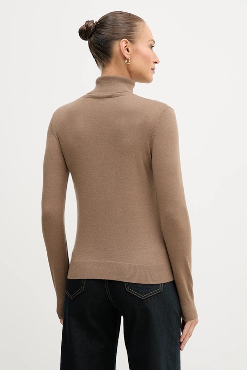 Sisley sweter damski kolor brązowy lekki z golfem 11BAM201C - zdjęcie produktu nr 2