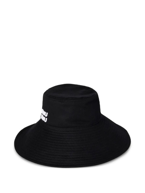 Miu Miu Drill wide-brim bucket hat - Black - zdjęcie produktu nr 1