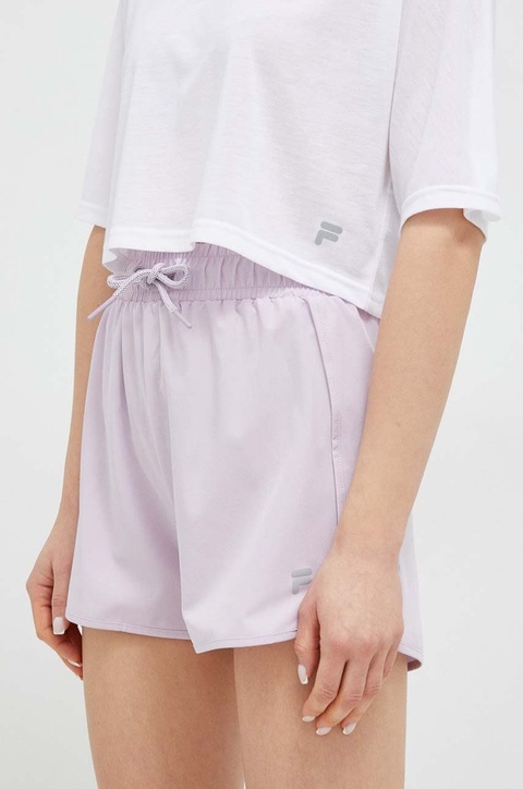 Fila szorty treningowe Rende kolor fioletowy gładkie high waist - zdjęcie produktu nr 1