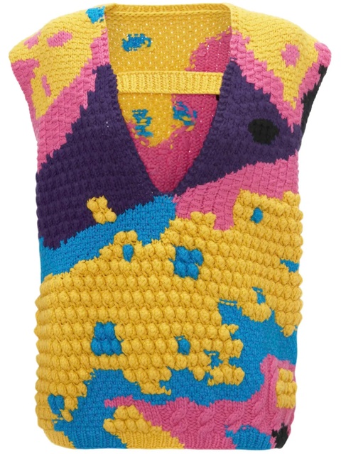 JW Anderson panelled V-neck knitted vest - Yellow - zdjęcie produktu nr 1