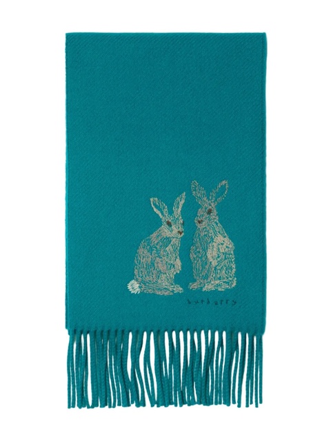 Burberry rabbit embroidery cashmere scarf - Blue - zdjęcie produktu nr 2