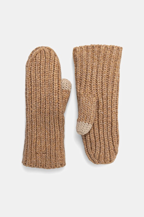 UGG rękawiczki z domieszką wełny CHUNKY damskie kolor brązowy 101022 - zdjęcie produktu nr 1