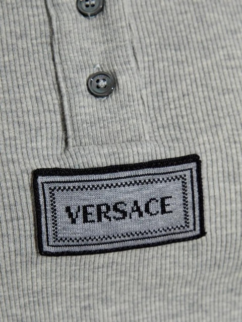 Versace ribbed-knit Henley T-shirt - Grey - zdjęcie produktu nr 2