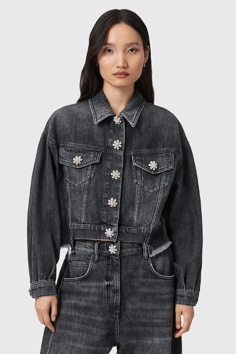 AllSaints kurtka jeansowa BETH kolor czarny przejściowa W033OD - zdjęcie produktu nr 1