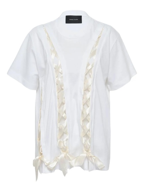 Simone Rocha unraveling ribbon T-Shirt - White - zdjęcie produktu nr 2