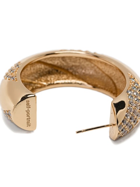 Self-Portrait twisted pave earrings - Gold - zdjęcie produktu nr 2