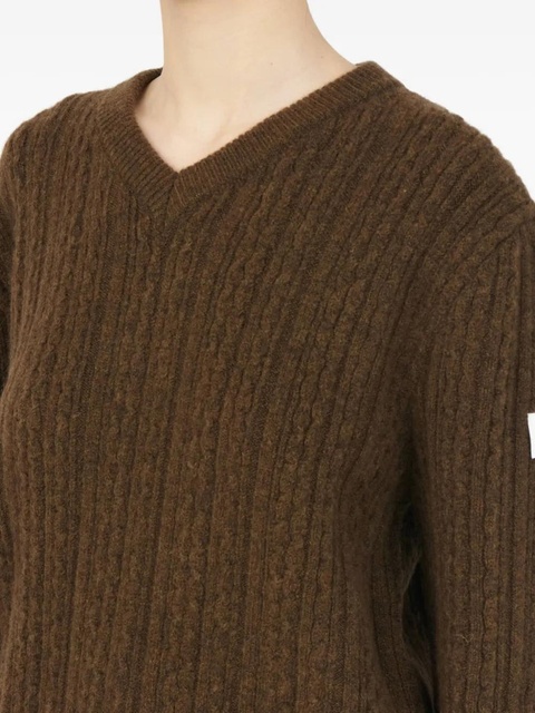 MM6 Maison Margiela v-neck ribbed sweater - Brown - zdjęcie produktu nr 2