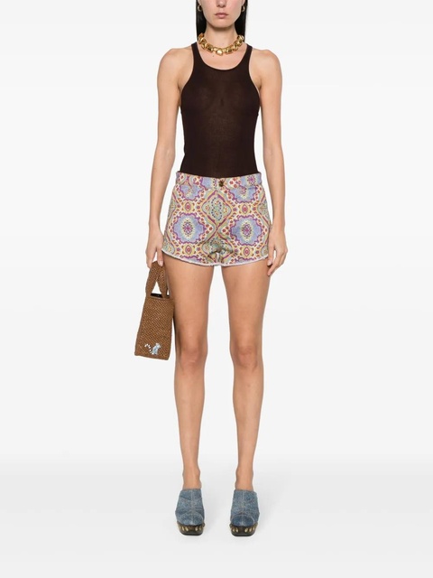 ETRO floral-print denim shorts - Blue - zdjęcie produktu nr 1
