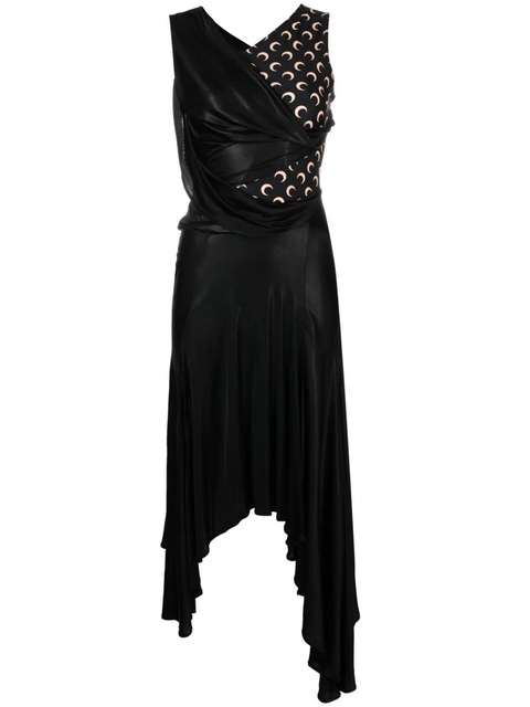 Marine Serre Crescent Moon-print asymmetric dress - Black - zdjęcie produktu nr 1