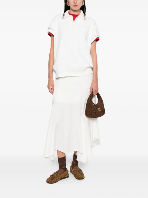 Miu Miu striped-trim polo shirt - White - zdjęcie produktu nr 2