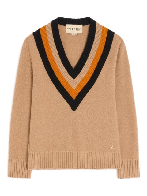 Valentino Garavani V-neck stripe-detail sweater - Neutrals - zdjęcie produktu nr 1