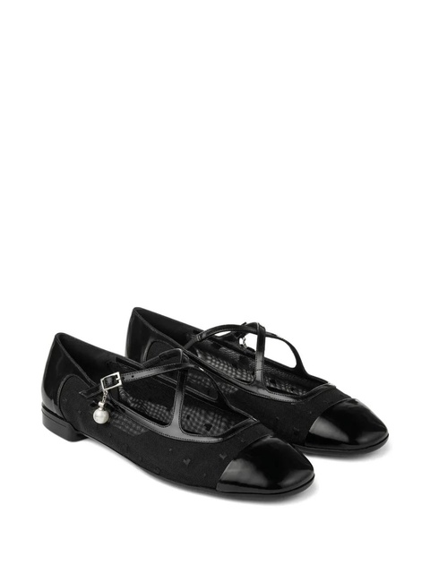 Jimmy Choo Eleri cross-strap mesh ballet flats - Black - zdjęcie produktu nr 1